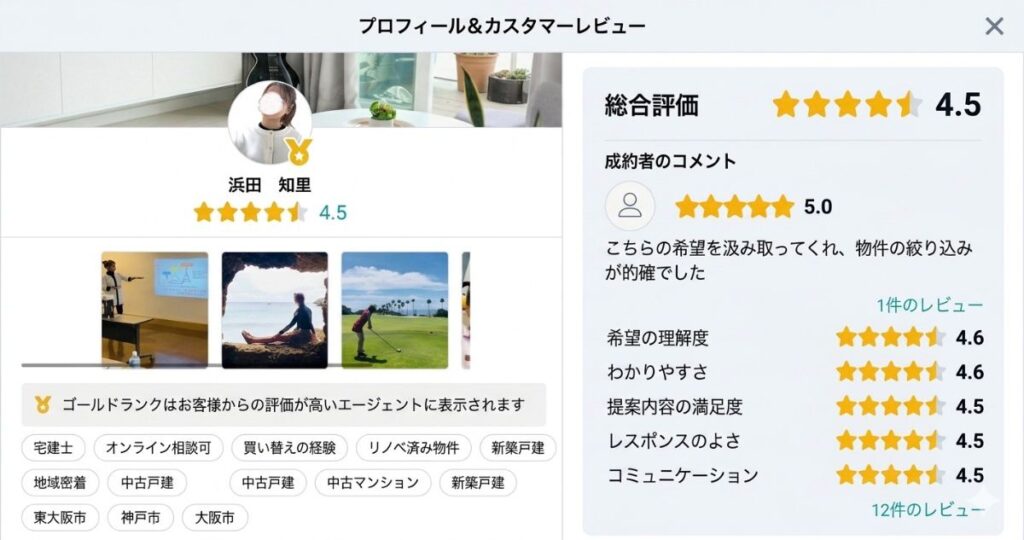 TERASSエージェントとしてのプロフィールと評価